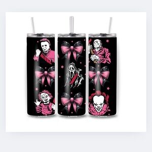 Horror Character Black and Pink Tumbler